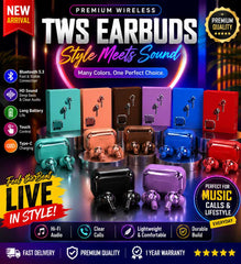 Premium Wireless Bluetooth Earbuds – Crystal Clear Sound, ENC Noise Reduction & Fast Charging | Multi Color